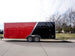 Enclosed Trailer 8.5'x22' Red & Black - Car Hauler Side Angle View