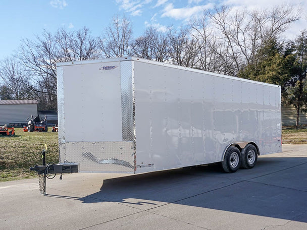 Enclosed Trailer 8.5' x 20' White Side Angled View