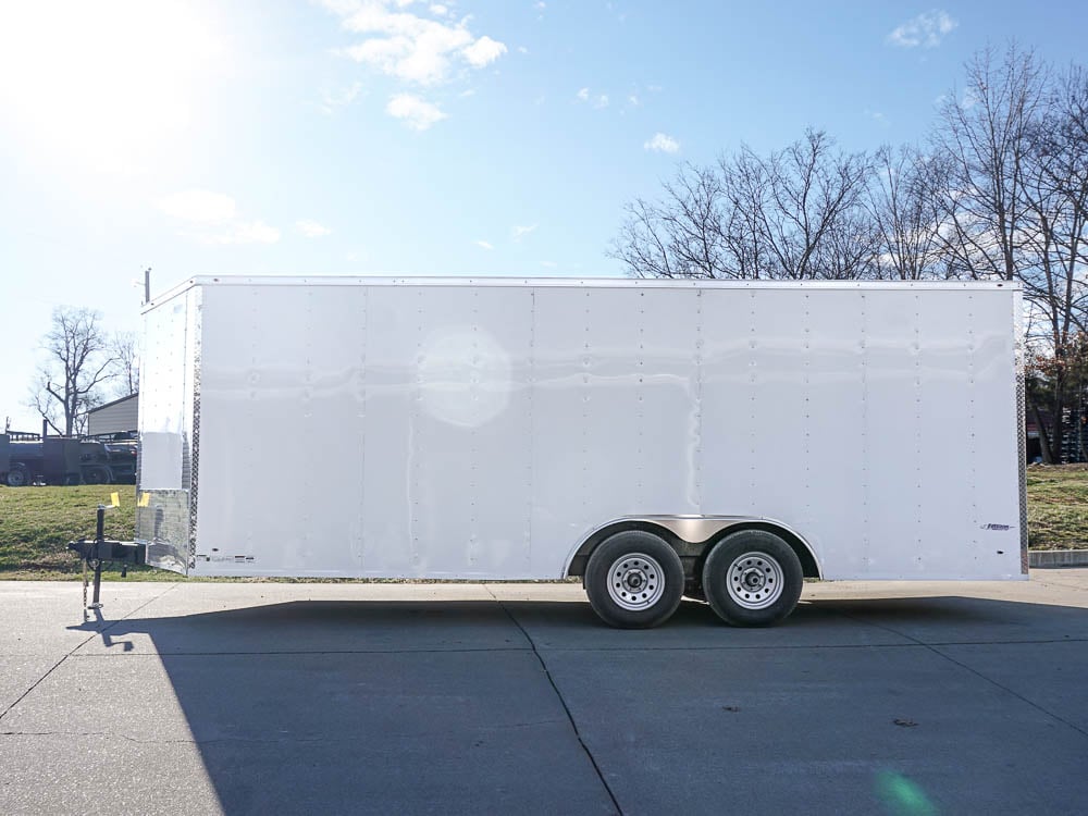 Enclosed Trailer 8.5' x 20' White Side Angled View