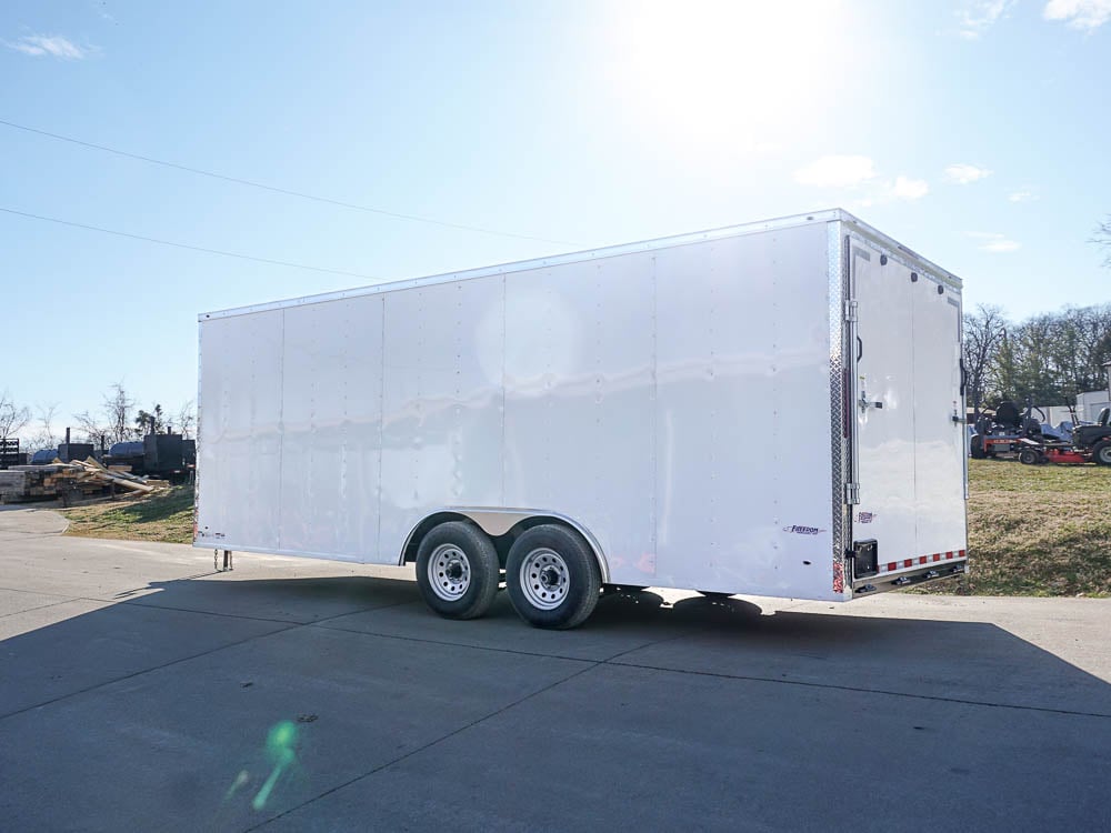 Enclosed Trailer 8.5' x 20' White Side Angled View