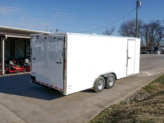 Enclosed Trailer 8.5' x 20' White Side Angled View