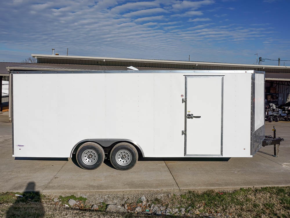 Enclosed Trailer 8.5' x 20' White Side Angled View