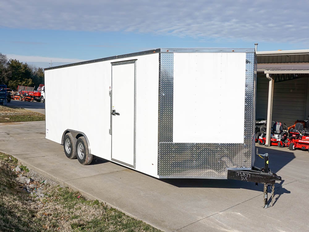 Enclosed Trailer 8.5' x 20' White Side Angled View