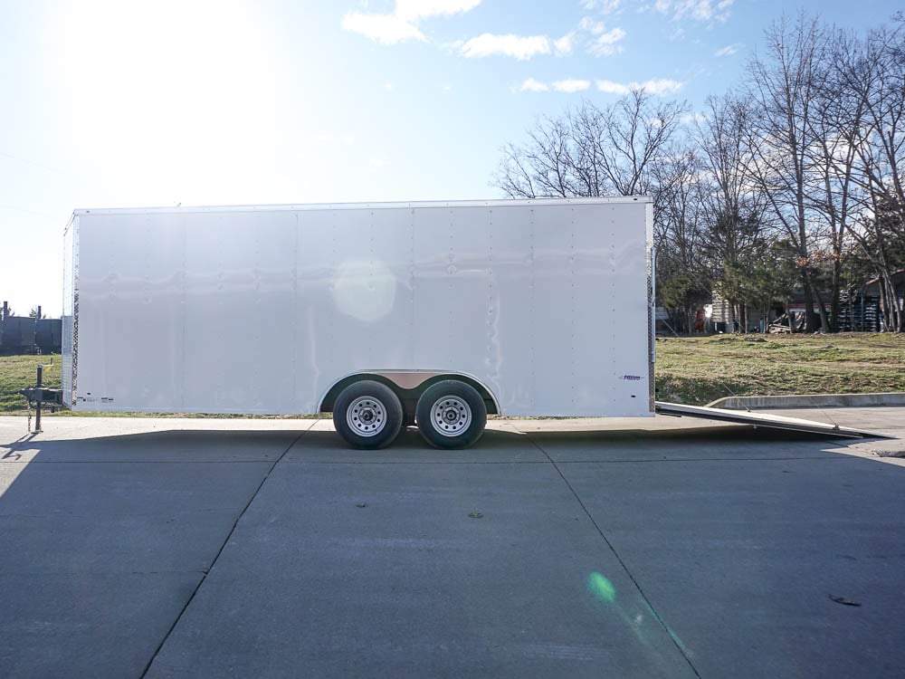 Enclosed Trailer 8.5' x 20' White Side Angled View