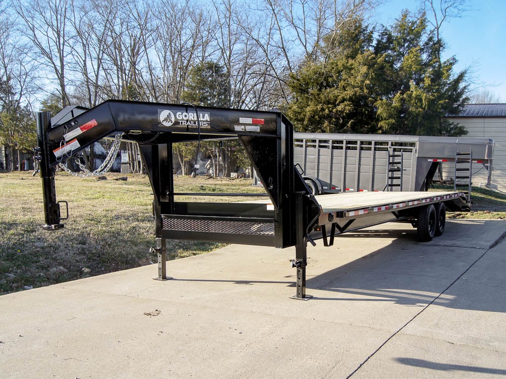 8.5x30 IBeam Gooseneck Deckover Trailer (2) 7K Axles Stand-Up Ramps