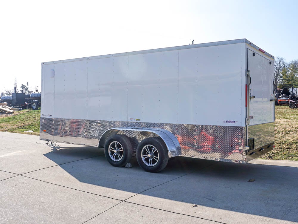 Enclosed Custom 7'x18' White Tandem Axle with Ramp and E-Tracks