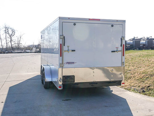 Enclosed Custom 7'x18' White Tandem Axle with Ramp and E-Tracks