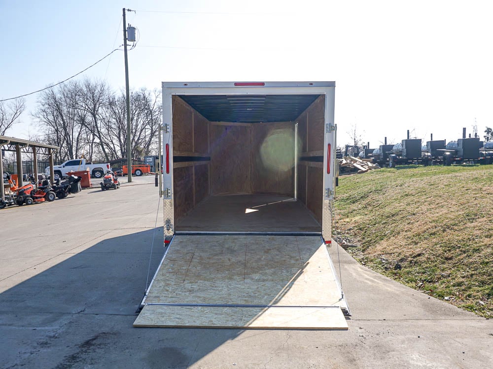 Enclosed Custom 7'x18' White Tandem Axle with Ramp and E-Tracks