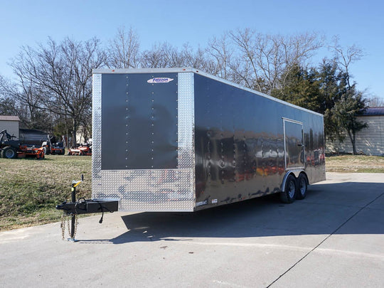 Enclosed Trailer 8.5x24 Charcoal Gray- Mower Motorcycle Car Hauler