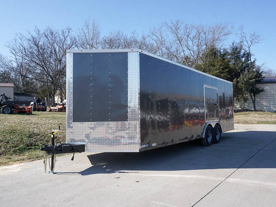 Enclosed Trailer 8.5x24 Tandem Axle Charcoal Gray - Motorcycle Car Hauler Storage - SLE Equipment - 1