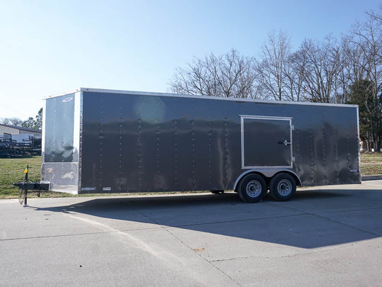 Enclosed Trailer 8.5x24 Charcoal Gray- Mower Motorcycle Car Hauler