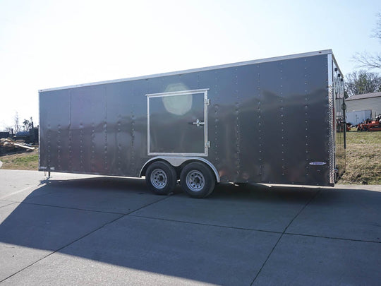 Enclosed Trailer 8.5x24 Charcoal Gray- Mower Motorcycle Car Hauler