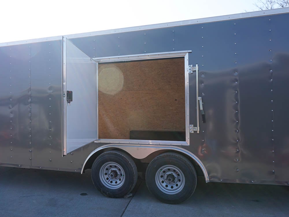 Enclosed Trailer 8.5x24 Charcoal Gray- Mower Motorcycle Car Hauler