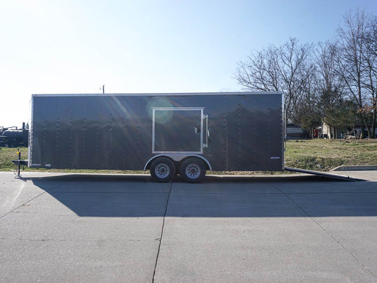 Enclosed Trailer 8.5x24 Charcoal Gray- Mower Motorcycle Car Hauler