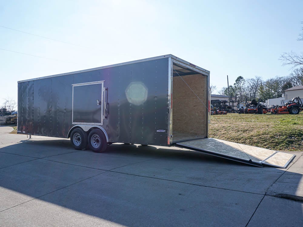 Enclosed Trailer 8.5x24 Charcoal Gray- Mower Motorcycle Car Hauler