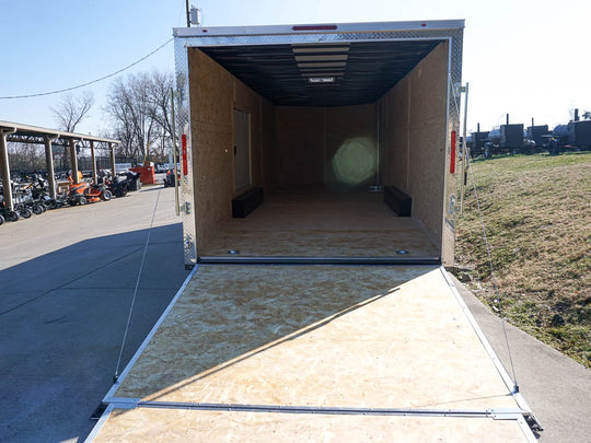 Enclosed Trailer 8.5x24 Charcoal Gray- Mower Motorcycle Car Hauler