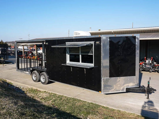 Concession Trailer 8.5' X 24' Black BBQ Food Event Catering - SLE Equipment - 1