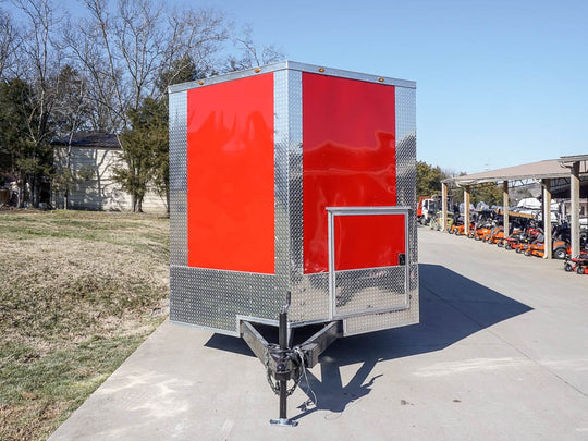 8.5 x 22 Red V-Nose Porch Style Concession Trailer