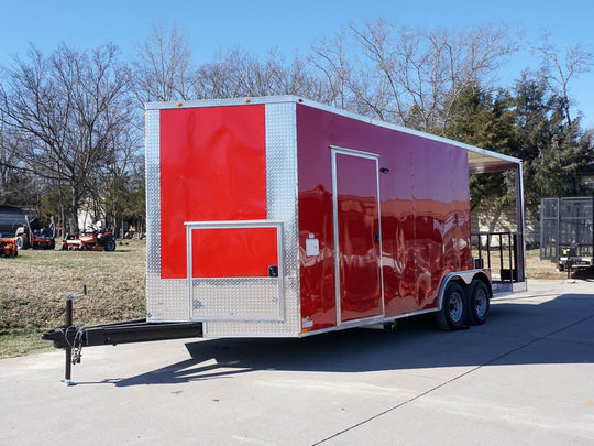 8.5 x 22 Red V-Nose Porch Style Concession Trailer