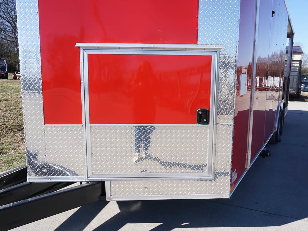 8.5 x 22 Red V-Nose Porch Style Concession Trailer