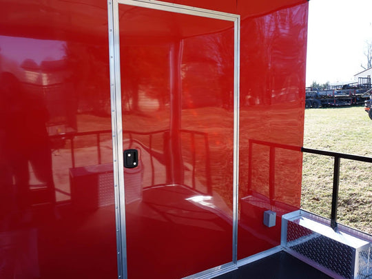 8.5 x 22 Red V-Nose Porch Style Concession Trailer