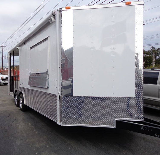 Concession Trailer 8.5'x20' White - Food Event Catering BBQ Smoker - SLE Equipment - 3
