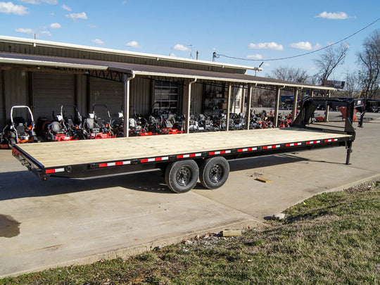 8.5x30 IBeam Gooseneck Straight Deckover Trailer (2) 7K Axles Slide Ramps