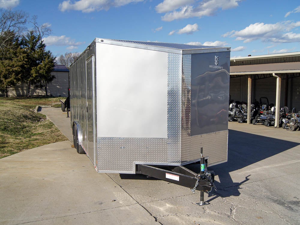 8.5x20 Silver V-Nose Slant Top Enclosed Trailer (2) 3500lb Axles