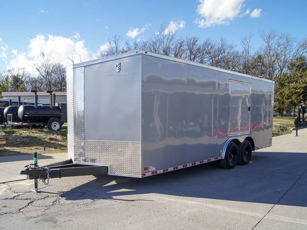 8.5x20 Silver V-Nose Slant Top Enclosed Trailer (2) 3500lb Axles