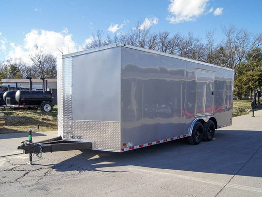 8.5x20 Silver V - Nose Slant Top Enclosed Trailer (2) 5200lb Axles - SLE Equipment - 1