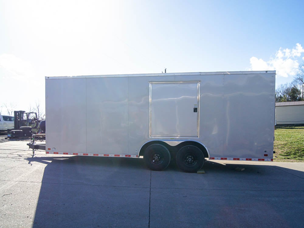 8.5x20 Silver V-Nose Slant Top Enclosed Trailer (2) 3500lb Axles