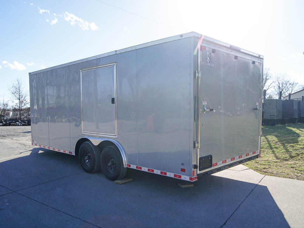 8.5x20 Silver V-Nose Slant Top Enclosed Trailer (2) 3500lb Axles