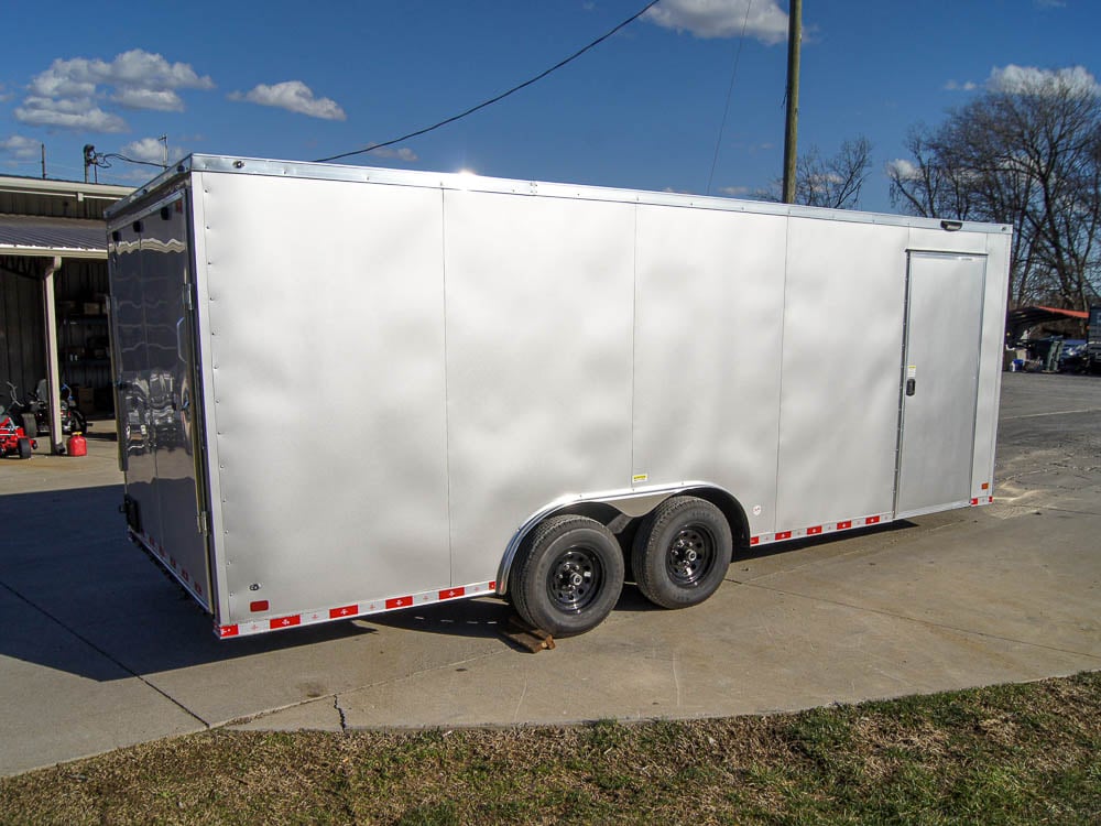 8.5x20 Silver V-Nose Slant Top Enclosed Trailer (2) 3500lb Axles