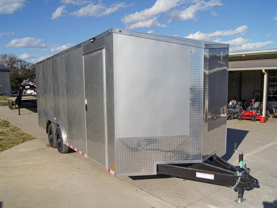 8.5x20 Silver V-Nose Slant Top Enclosed Trailer (2) 3500lb Axles