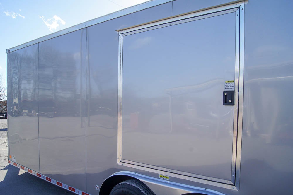 8.5x20 Silver V-Nose Slant Top Enclosed Trailer (2) 3500lb Axles