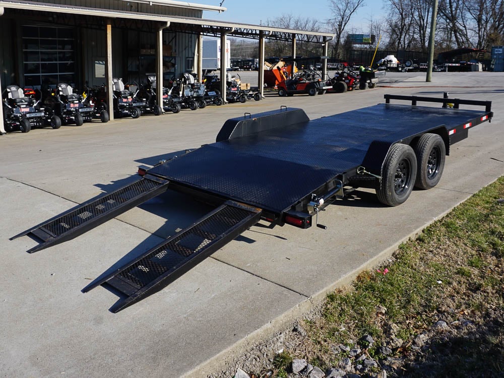 7x18 Steel Car Hauler (2) 3500lb Axle w/Brakes Front Angle