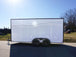 7x16 Enclosed Trailer White V-Nose Blackout Package Tandem Axle Front Angle