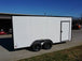 7x16 Enclosed Trailer White V-Nose Blackout Package Tandem Axle Front Angle