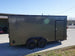 Enclosed Trailer 7x16 Charcoal V-Nose with Blackout Package Side Angle with Entry Door