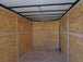 Enclosed Trailer 7x16 Charcoal V-Nose with Blackout Package Side Angle with Entry Door