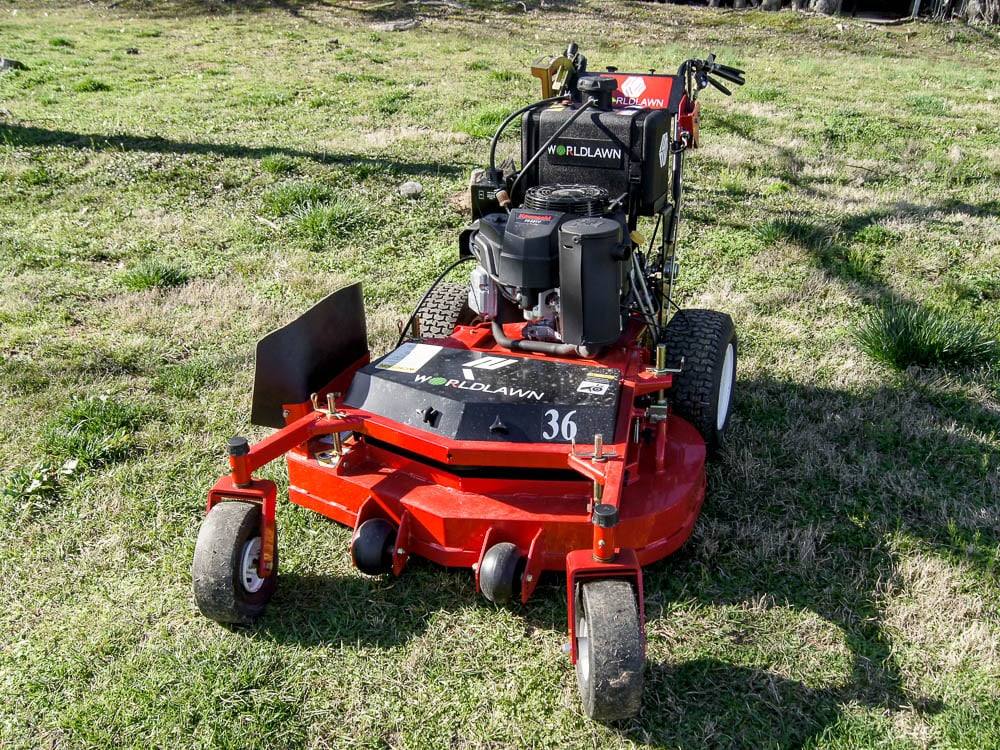 WorldLawn Hydro Walk Behind Mower Front Left