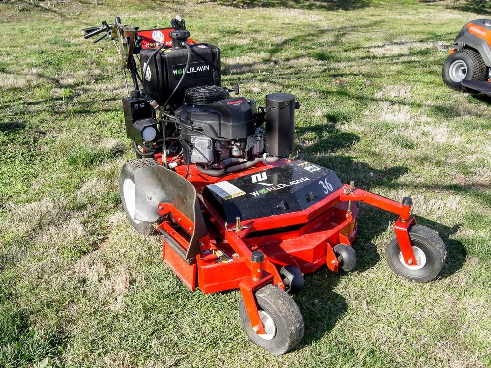 WorldLawn Hydro Walk Behind Mower Front Left