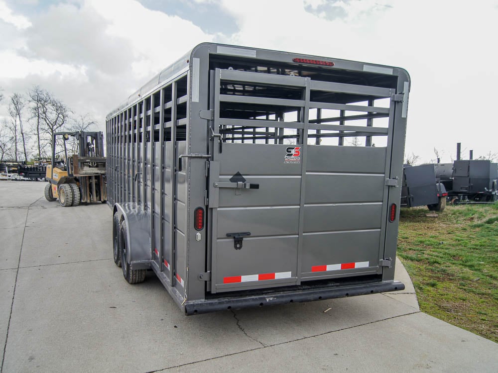 24ft Charcoal Gooseneck Livestock Trailer with Padded Floors (2) 7K Axles