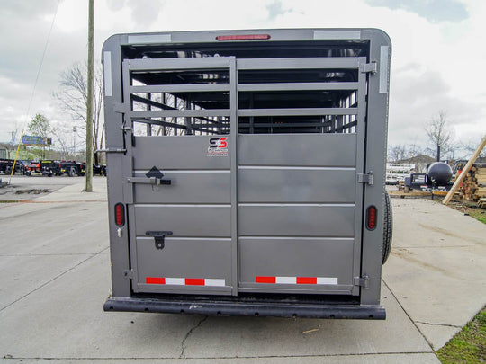 24ft Charcoal Gooseneck Livestock Trailer with Padded Floors (2) 7K Axles