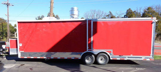 Concession Trailer 8.5' x 28' BBQ Smoker Food Event Catering (Red) - SLE Equipment - 4
