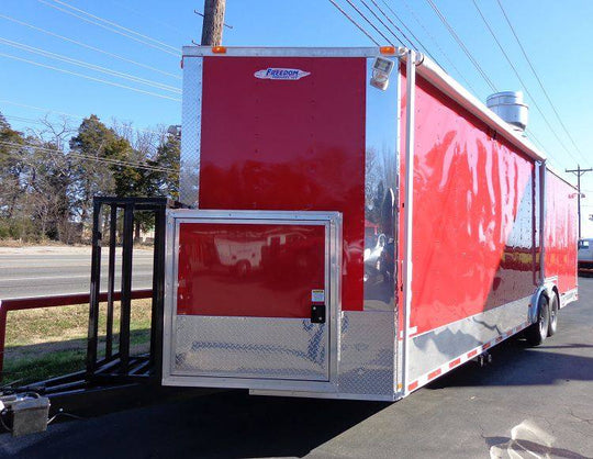 Concession Trailer 8.5' x 28' BBQ Smoker Food Event Catering (Red) - SLE Equipment - 3