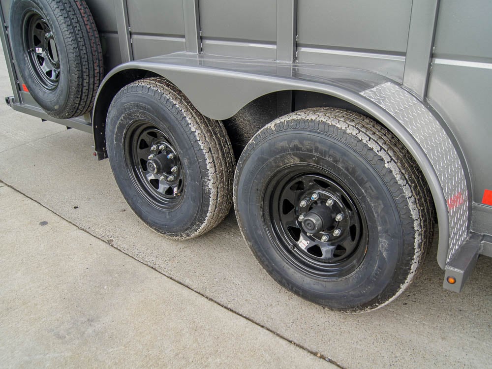 24ft Charcoal Gooseneck Livestock Trailer with Padded Floors (2) 7K Axles