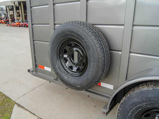 24ft Charcoal Gooseneck Livestock Trailer with Padded Floors (2) 7K Axles