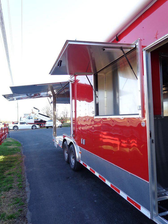 Concession Trailer 8.5' x 28' BBQ Smoker Food Event Catering (Red) - SLE Equipment - 8