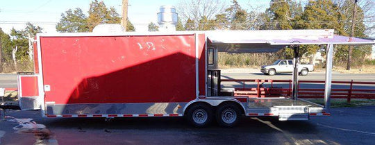 Concession Trailer 8.5' x 28' BBQ Smoker Food Event Catering (Red) - SLE Equipment - 6